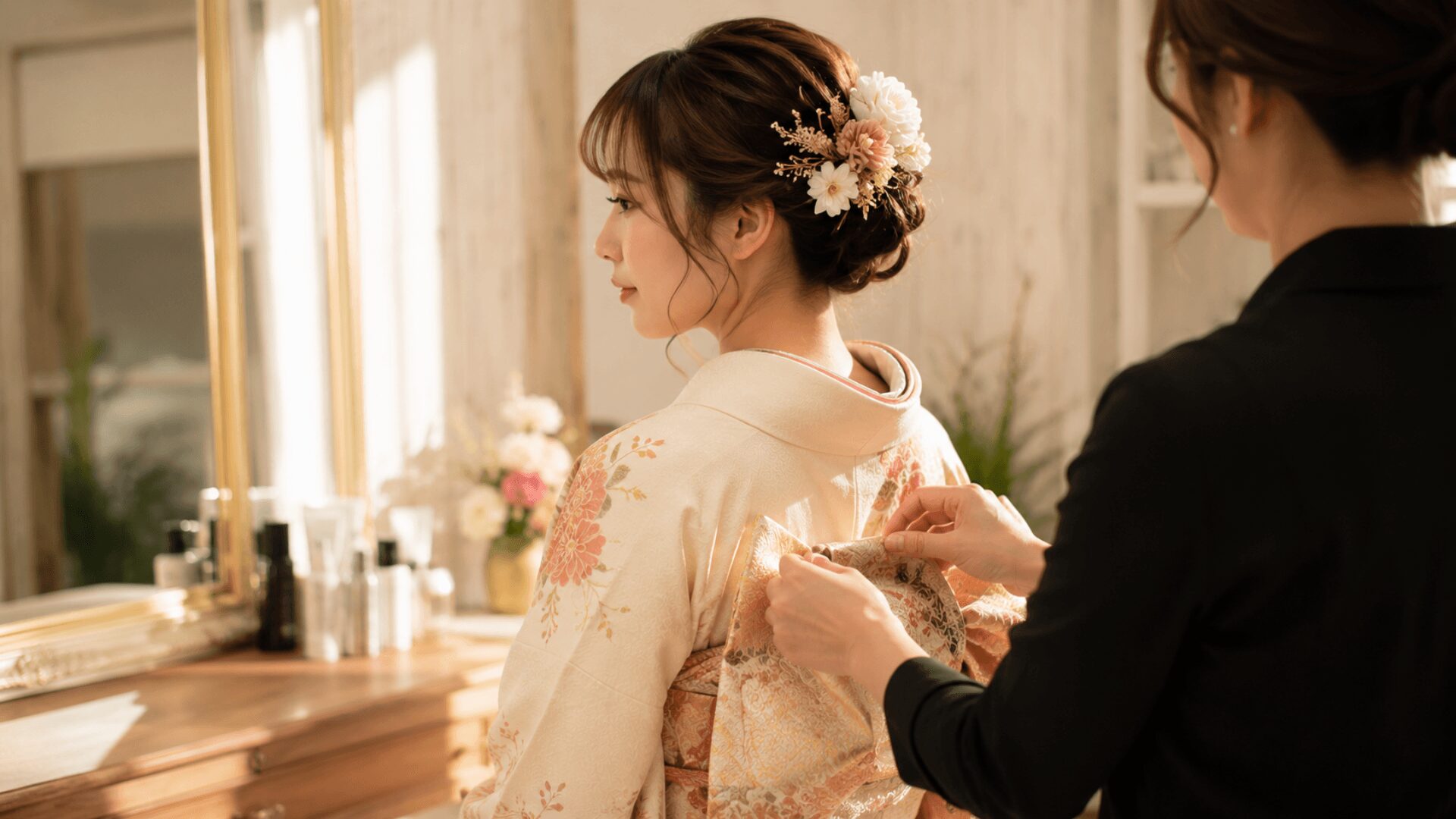 有田美容室abili（アビリー）の着付けとヘアアレンジ。成人式や結婚式に向けた和装スタイル